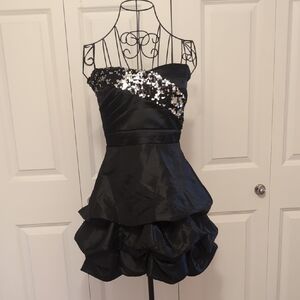 Trixxi Black Strapless Dress with Silver Accents